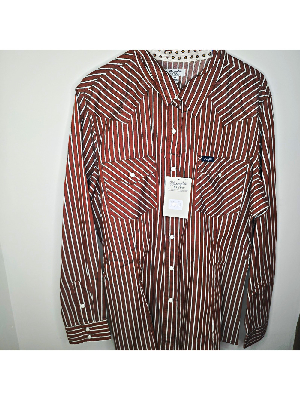 Wrangler Retro Women's XXL Rust Stripe Western Pearl Snap Shirt NWT 112371900
